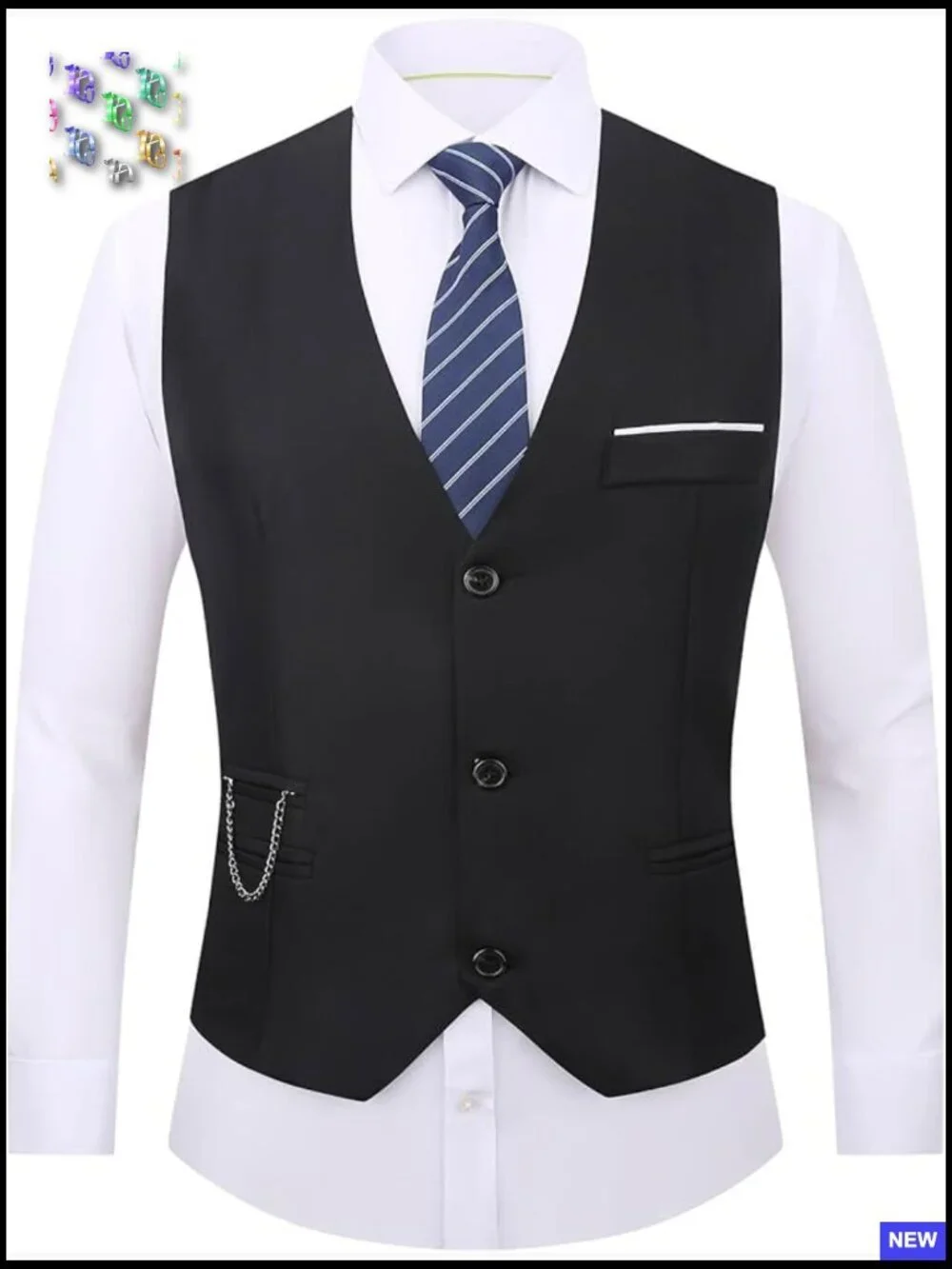 Slim Fit V-Neck Dress Vest Formal Business Tuxedo Sleeveless Waistcoat